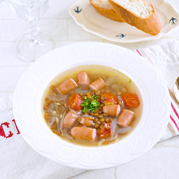 レンズ豆とソーセージのスープ